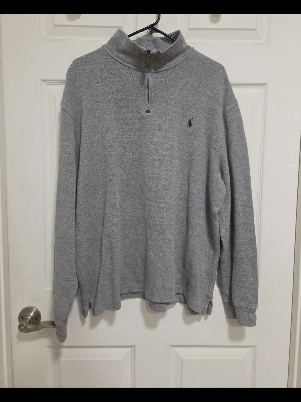 Polo Ralph Lauren Men's XL Grey Quarter-Zip Pullover Sweater 100% Cotton